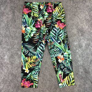 No Boundaries Leggings Leggings S 3 5 Tropical Floral Hawaiian Mid Rise Cropped